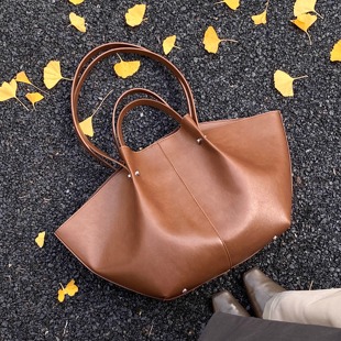 美拉德棕2025新款托特包女大容量翅膀包高级感小众设计单肩通勤包
