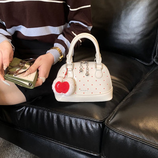 韩系洋气小包包小众设计波点贝壳包可爱少女手提包迷你百搭斜挎包