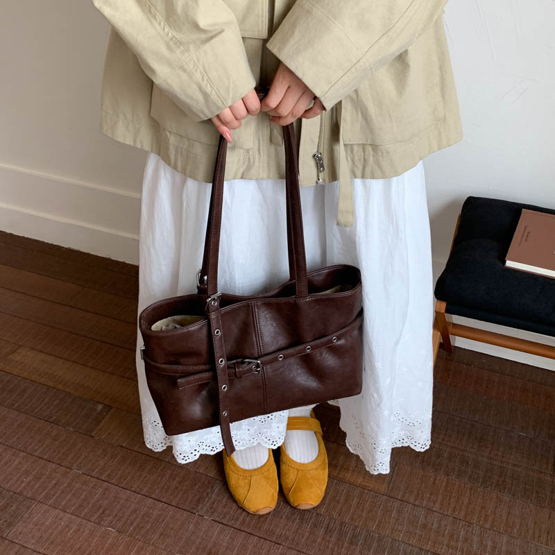 韩国复古手提包小众单肩托特包