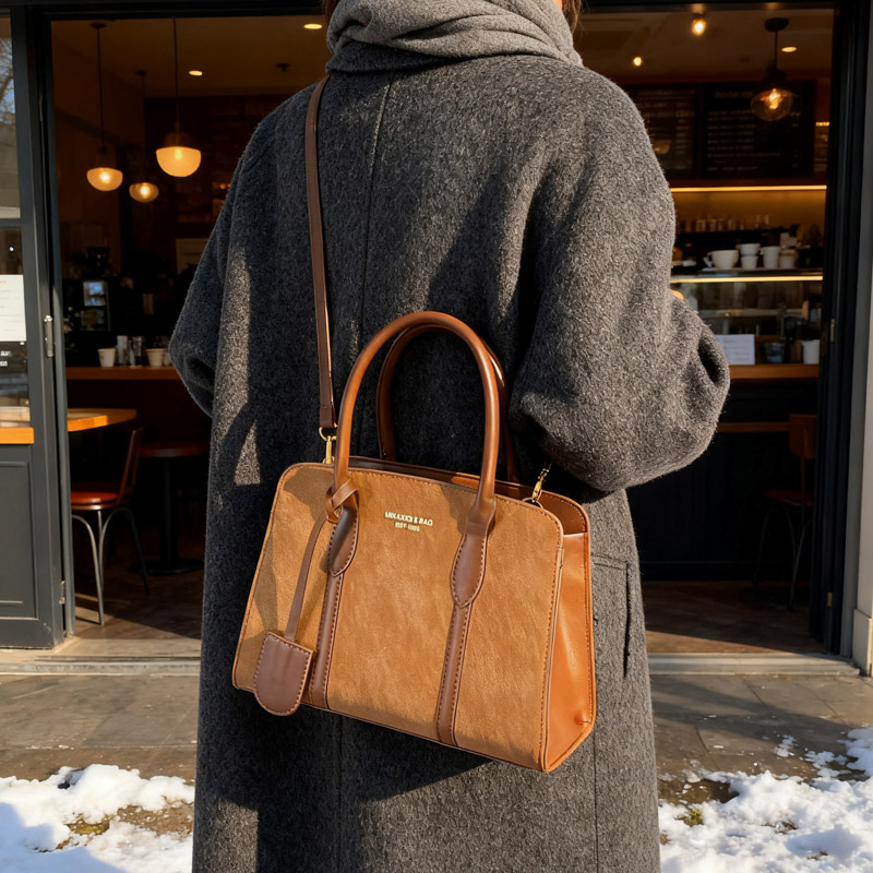 韩系简约复古磨砂托特包女式百搭手提包通勤大包高级感小众杀手包