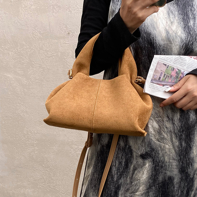 高级质感小众磨砂绒拎包饺子包女