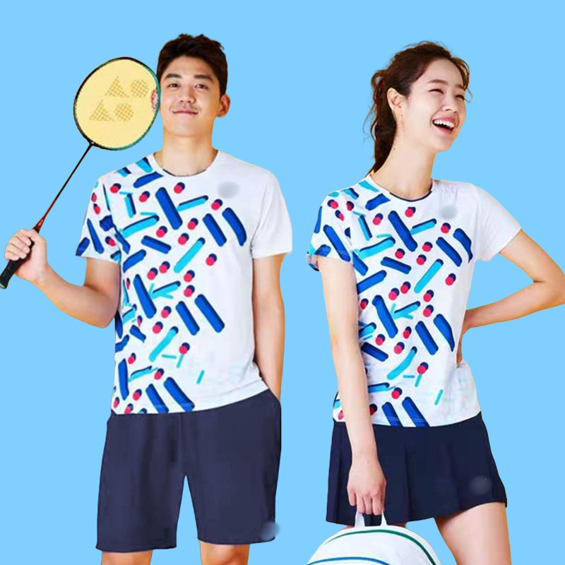 2025新款韩版羽毛球服YY男女比赛团队服拼接撞色速干运动套装定制