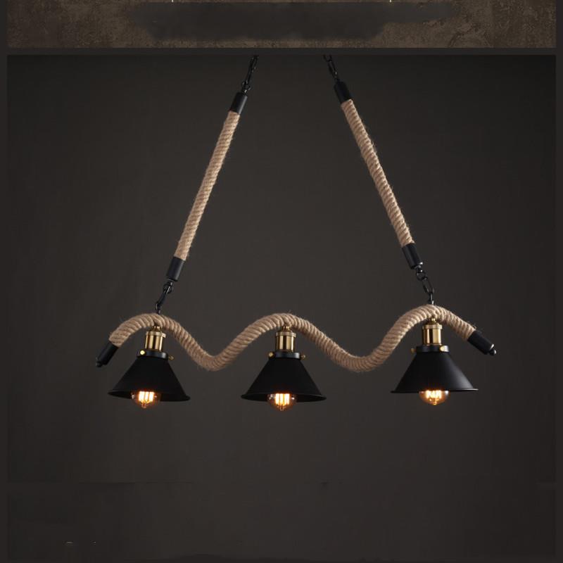 麻绳复古吧台三头吊灯创意服装店餐厅咖啡厅酒吧吧台网吧装饰吊