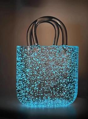 夜光款ins高级感创意玻璃花瓶现代简约水培鲜花装饰插花器桌面摆