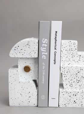 现代简约树脂几何书挡艺术摆件样板间书柜办公室书立桌面软装饰品