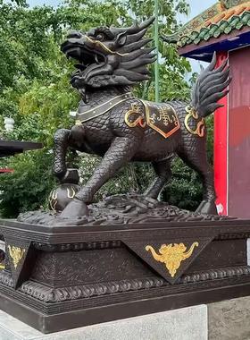 一对铜麒麟雕塑小区摆放麒麟铜雕酒店门口神兽铜雕工艺品装饰