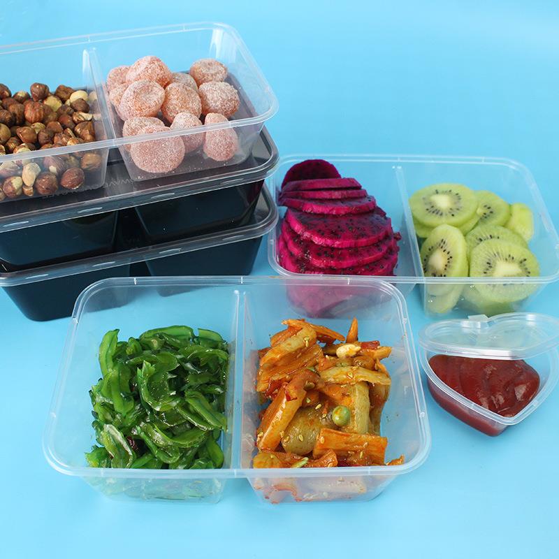 1000ml500分体.650毫升750ml塑料一次性外卖双格快餐分装打包餐盒