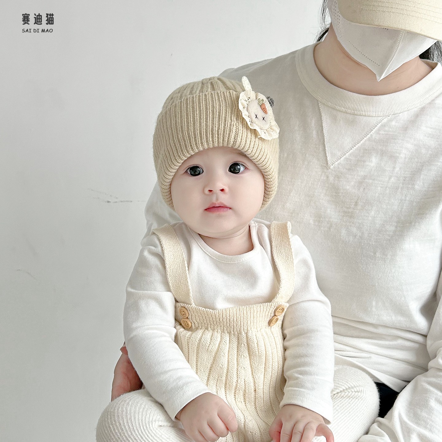 婴儿帽子秋冬季女宝宝可爱针织毛线帽小月龄新生保暖防风护耳帽潮