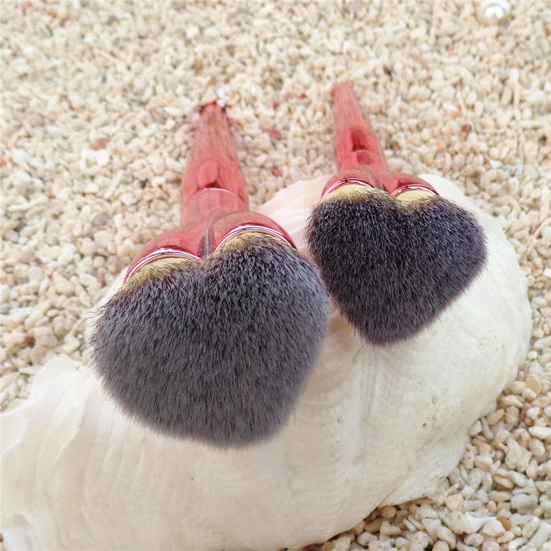 万刷堂可爱玫红色大小号爱心散粉刷 蜜粉刷 腮红刷化妆刷包邮