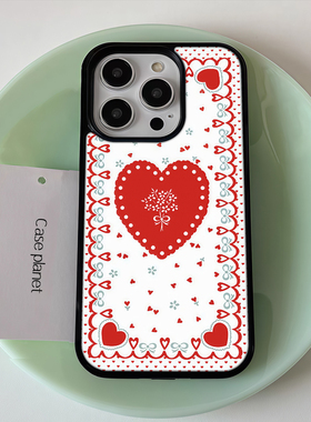 欧美风wf新款红色爱心手机壳适用iPhone16pro/15plus防摔保护套苹果14少女心13/12