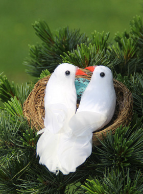 仿真婚庆商场鸟窝绿植森系和平鸽