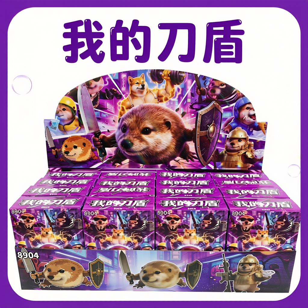 爆款盲盒我的刀盾拼装积木盲盒柴犬狗狗造型全套系列商店摆摊热卖