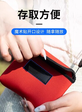 JJC 适用富士X half X-HF1徕卡Sofort2收纳包内胆包D-LUX 8 Leica Sofort 2拍立得相机保护套配件 黑色 红色