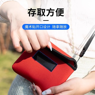 JJC 适用富士X half X-HF1徕卡Sofort2收纳包内胆包D-LUX 8 Leica Sofort 2拍立得相机保护套配件 黑色 红色