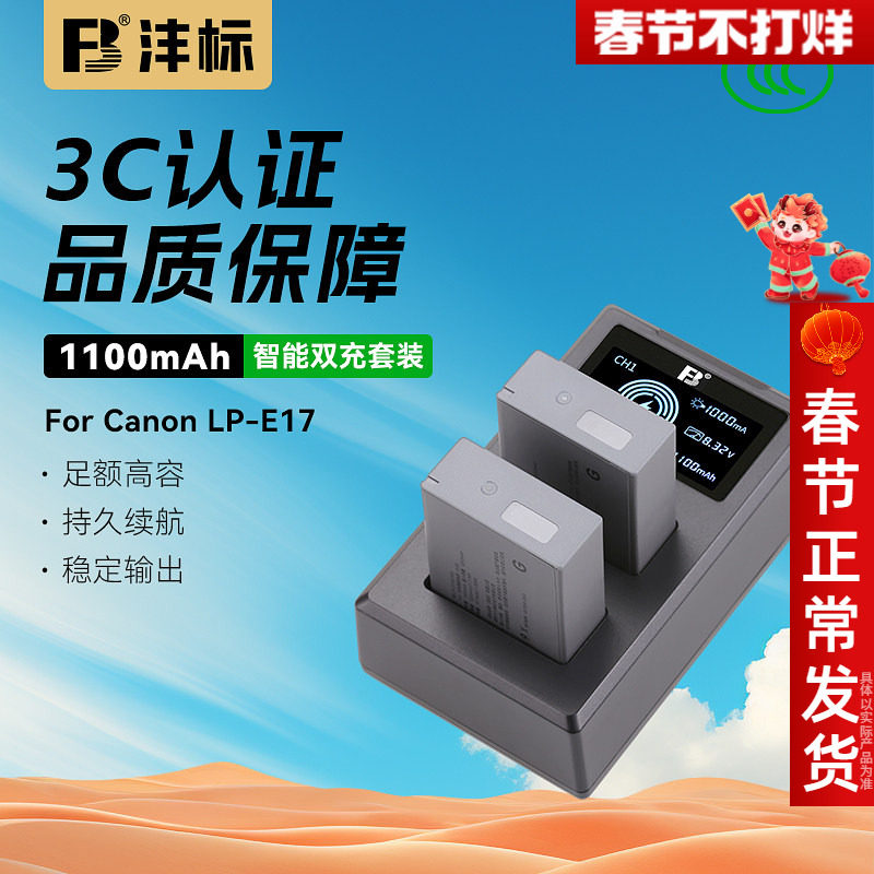 沣标LP-E17电池R50V V1佳能EOS R100 R8 R10 200D二代M6/3/5相机850D RP 750D 760D 800D 77D单反微单充电器