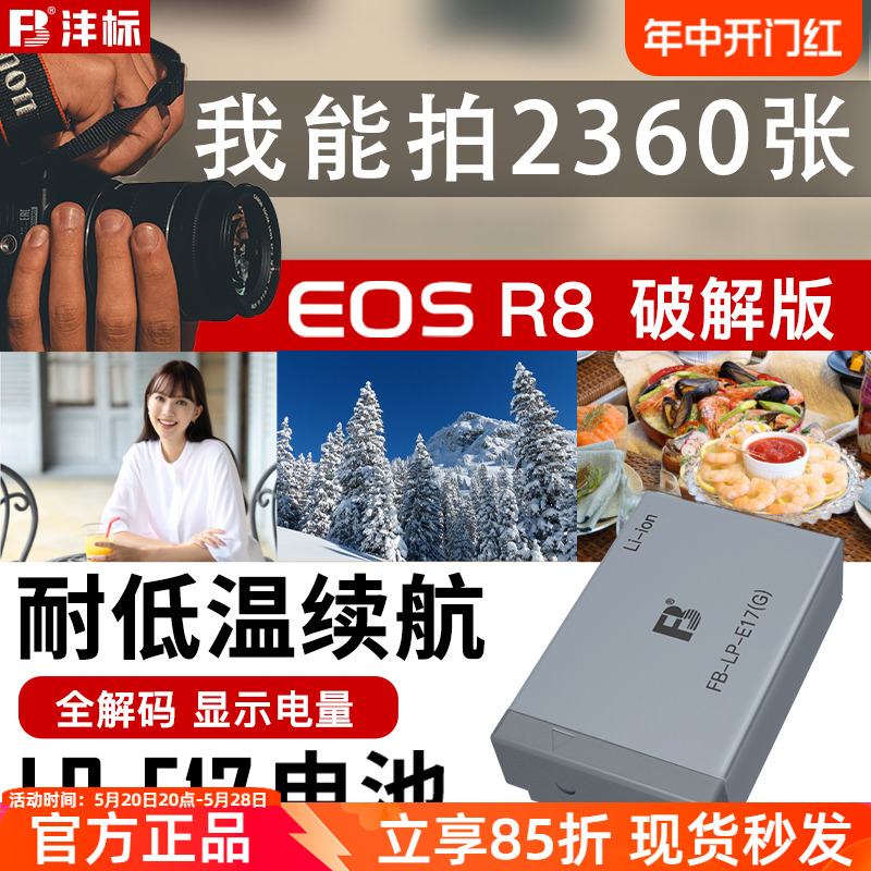 沣标EOS R100高容量R50适用佳能R8 R10电池LP-E17微单RP M3 M5 M6II相机760D 750D数码800D二代77D充电器200D