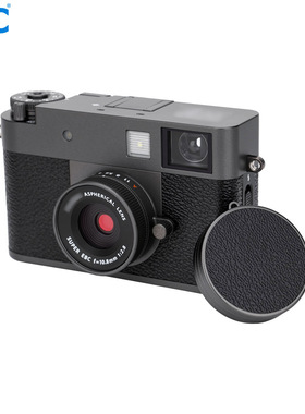 JJC 适用富士Xhalf镜头盖Fujifilm X half相机X-HF1保护镜头半格胶片数码盖子铝合金材质皮革EVA内衬配件