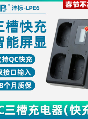 三充沣标E6 E6N E6NH适用佳能R62座充EOS R7 RA R5 R6 5DSR 6D2相机7D2 5D4/3/2 6D充电器60Da 70D  80D 90D