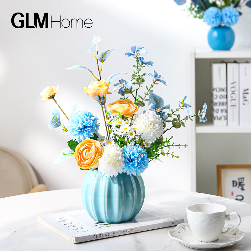 2024新款仿真花假花客厅摆设陶瓷花瓶餐桌花摆花盆栽花艺摆件绿植,家居饰品,仿真花/假花,淘宝优惠券,粉丝福利购,淘宝优惠卷