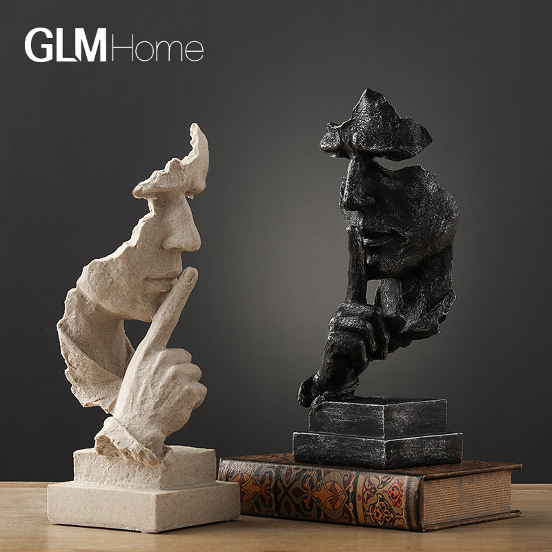 现简约创意沉默是金摆件桌面抽象人物雕塑装饰摆设,家居饰品,装饰摆件,淘宝优惠券,粉丝福利购,淘宝优惠卷