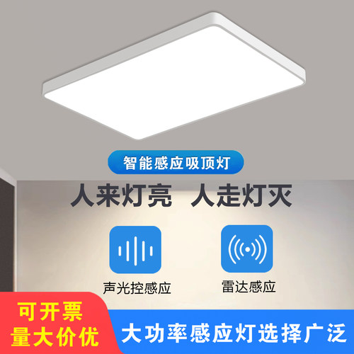 大功率长方形声控雷达感应吸顶灯