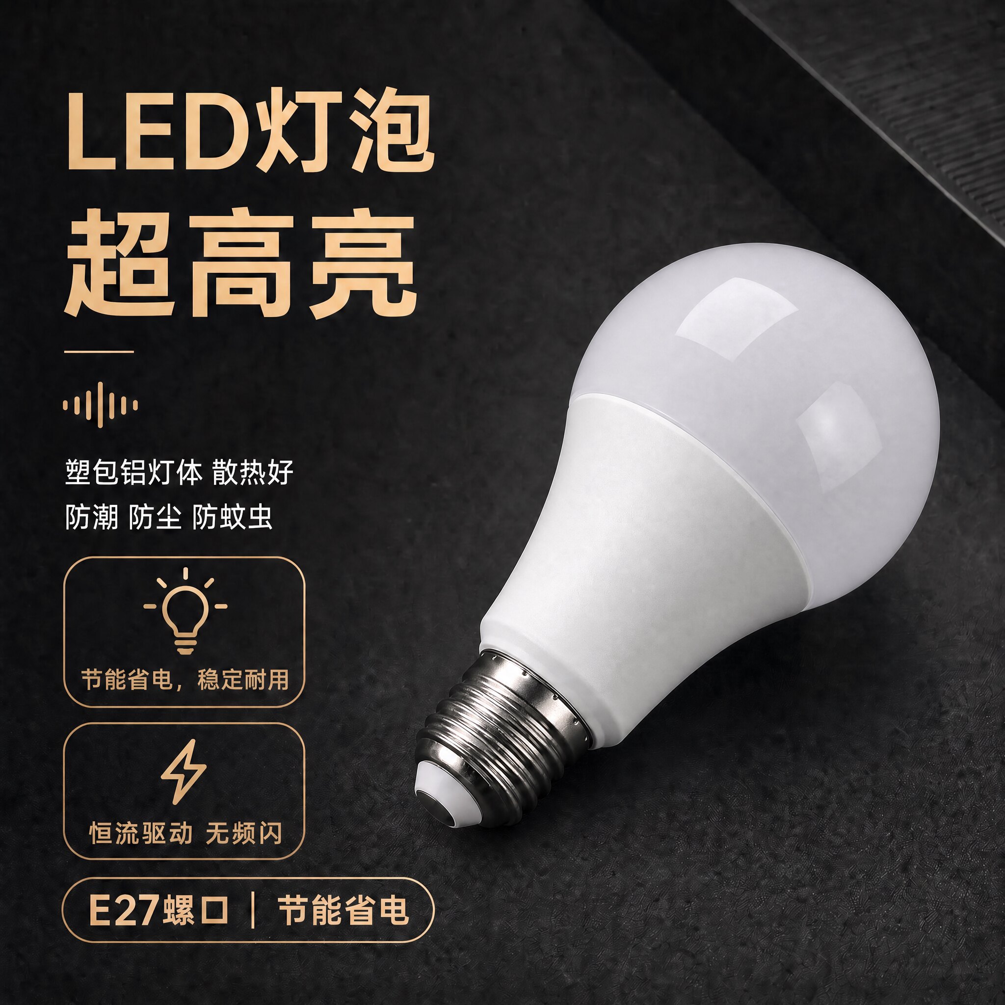 led灯泡e27螺口球泡照明节能变光常亮恒流柔和超亮室内能效暖光