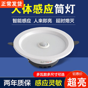 led智能声控人体感应筒灯嵌入式家用走廊过道酒店楼梯声光控物业