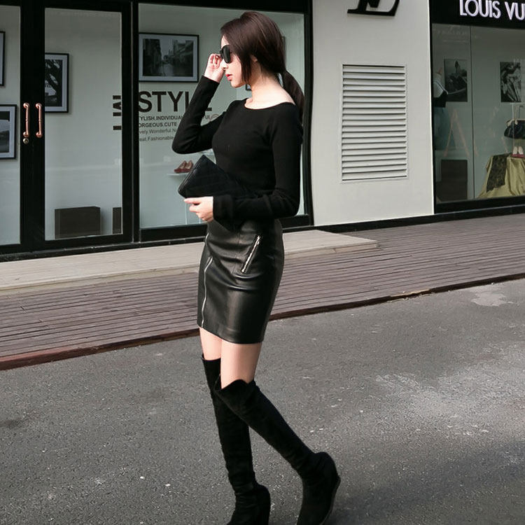 2025春装新款小辣椒同款真皮皮裙女 SLP风格半身包臀裙绵羊皮短裙