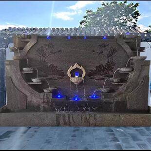 饰摆件假山喷泉鱼池 石材水幕墙流水屏风庭院水景观别墅家居玄关装