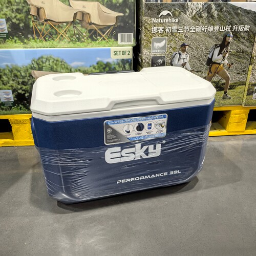 山姆代购ESKY户外拉杆带轮保温箱上带带瓶器底部有排水孔39L