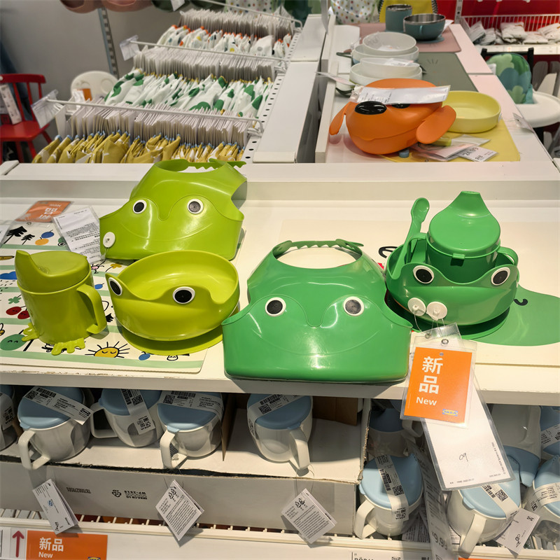 成都宜家 玛塔儿童餐具4件小孩专用餐具吃饭勺子绿色塑料国内代购