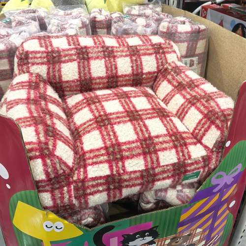 山姆代购 Zeze圣诞格纹软绒宠物沙发 猫窝狗窝附小熊拆卸圣诞帽子