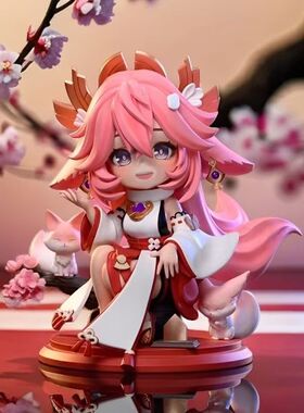 手办八重神子胡桃甘雨模型二次元摆件动漫玩具机箱可爱彩盒版