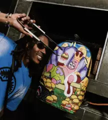 Sprayground X Patrick Star Sg Shark Mouth Print Backpack Outdoor Travel Unisex Student School Bag