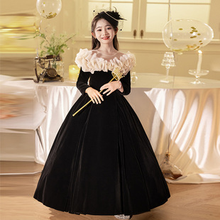 胖妹妹MM大码礼服女童连衣裙冬季新款艺考中大童公主裙钢琴演出服