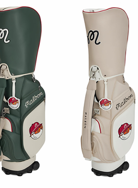 新款Malbon高尔夫球包拉杆式带滑轮男女款pu防水便携双帽GOLF球包
