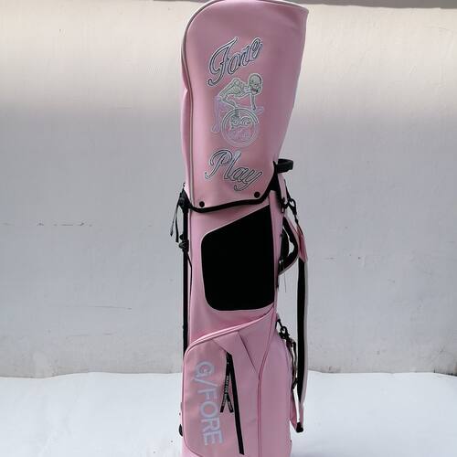 奶油风粉色高尔夫球包便携大容量