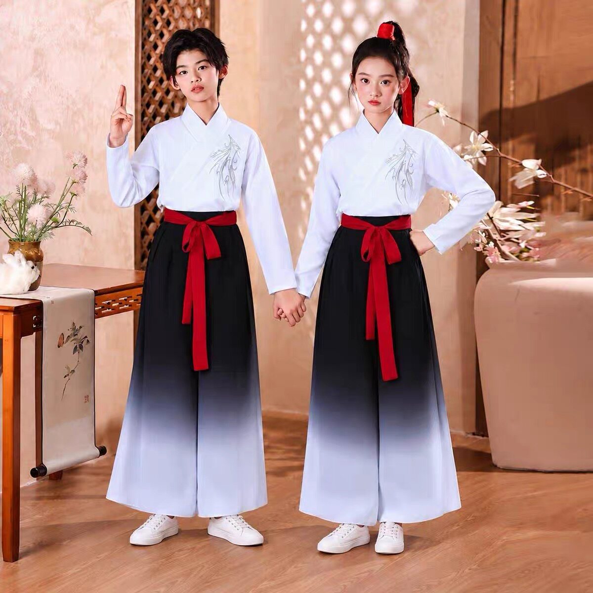 古典舞万疆舞蹈服装夏辉同款扇子舞儿童中国舞演出服饰少儿表演服