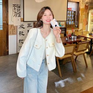 法式千金感白色小香风外套女2025春秋新款气质名媛高级感短款上衣图片