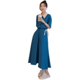 大货已出长款拼色法式连衣裙087-Q102-P105-P158，女装连衣裙，柒柒家