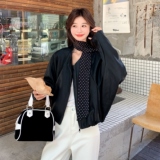 新款好数据现货送飘带黑色小皮衣275-W666-P155-K228，女装皮衣，柒柒家