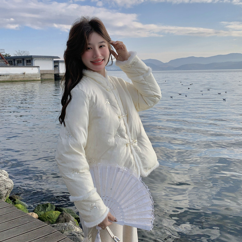 新款图大货已出新中式短款羽绒服白鸭绒275-M795-P325-K458，女装羽绒服，柒柒家