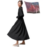 法式红色长袖衬衫连衣裙女春秋2025新款收腰显瘦气质高级感长裙子，女装连衣裙，柒柒家