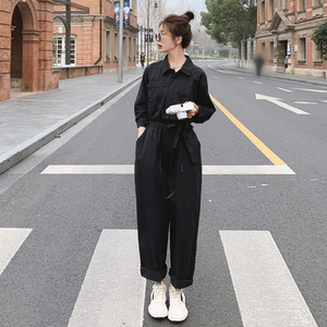 大货新款夏季7分袖黑色连体裤女阔腿裤087-K21-P115-K168图片