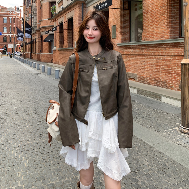 新款大货已出擦皮小皮衣外套275-W660-P155-K228，女装皮衣，柒柒家