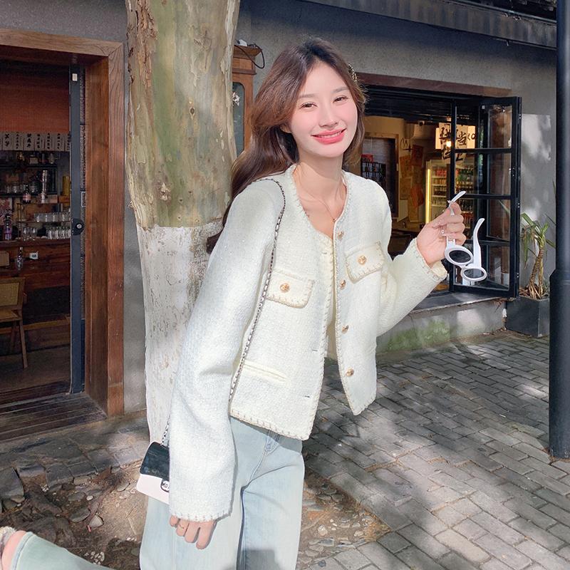 法式千金感白色小香风外套女2025春秋新款气质名媛高级感短款上衣,女装,柒柒家