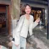 法式千金感白色小香风外套女2025春秋新款气质名媛高级感短款上衣，女装，柒柒家