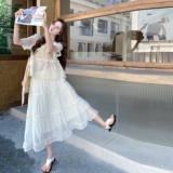 森系甜美勾花镂空上衣半身裙套装女2025夏新款小个子度假风两件套，商品下架区，柒柒家