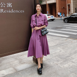 主推款大货已出长款法式紫色连衣裙087-Q120-P115-K168，女装连衣裙，柒柒家