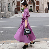 主推款大货已出长款法式紫色连衣裙087-Q120-P115-K168，女装连衣裙，柒柒家